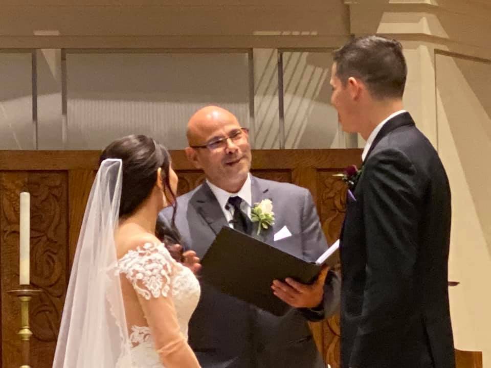 Wedding officiant speaking during a ceremony